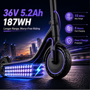 Electric Scooter for Adults, Youth & Big Kids – 19 MPH, 19 Miles Range, Foldable E Scooter with App Control, Dual Braking & Lights, Lightweight Commuting Scooter