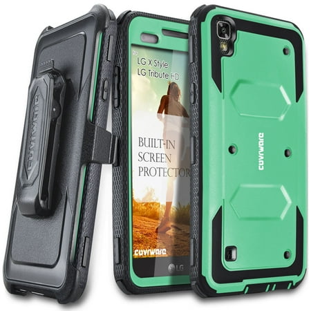 LG Tribute HD / LG X Style, COVRWARE [Aegis Series] with Built-in [Screen Protector] Heavy Duty Full-Body Rugged Holster Armor Case [Belt Swivel Clip][Kickstand], Teal