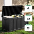 thumbnail image 4 of EasyUp 75 Gallon Resin Deck Box, Lockable Patio Outdoor Storage Box for Furniture, Garden Tools and Tools Storage, Waterproof Outside Storage Boxes（Black）, 4 of 7