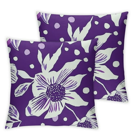 

QCPP Flowers Polka Dots Short Plush Pillow Covers Set of 2 Zipper Closure Home Furnishing Accessories 18x18in