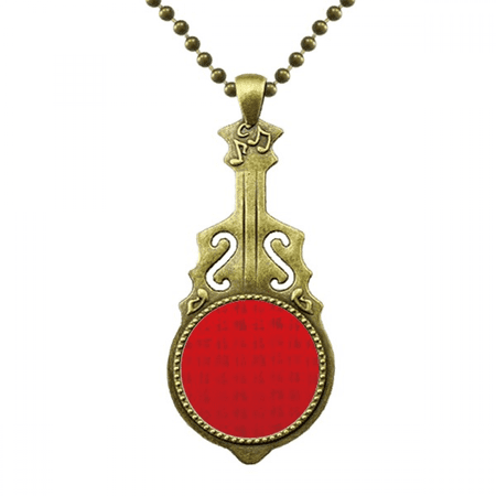 china red patriotism harmony necklace antique guitar jewelry music pendant