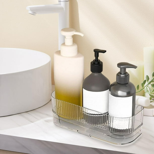 Organizador de fregadero de cocina con bandeja de drenaje, para lavadero, transpirable, transparente, práctico y resistente, organizador de encimera,