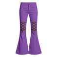 thumbnail image 3 of Xijirk Solid Polyester Kids Bell Bottom Flare Pants Girls Knee Leopard Crisscross Lace-Up Casual Long Trousers Outdoor Daily Pants Purple,7-8 Years, 3 of 4