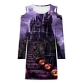 thumbnail image 5 of WXLWZYWL Ladies Evening Dresses Casual Halloween Printed Dress Long Sleeve Strapless Dress Fashion Round Neck Suspender Off Shoulder Dress, 5 of 5