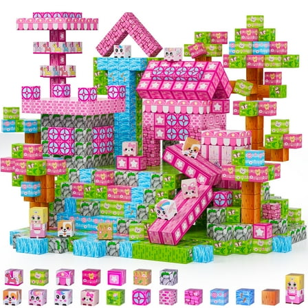 Princess Magnetic Blocks 150PCS Magnetic Building Cube Game, Constructions Toys for Boys & Girls Age 3-4, 5 6 7 8 9 10, Sensory Tiles Building Birthday for Toddlers