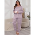 thumbnail image 4 of Cueply Womens Plus Size Pajama Set Long Sleeve Pjs for Women Soft Sleepwear Loungewear Nightwear With Pockets, 4 of 7