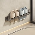 thumbnail image 2 of Bathroom Slipper Rack, Wall-Mounted Shoe Organizer, No-Drill Installation, Drainage Design, Towel Hanger, Space-Saving, 2 of 6