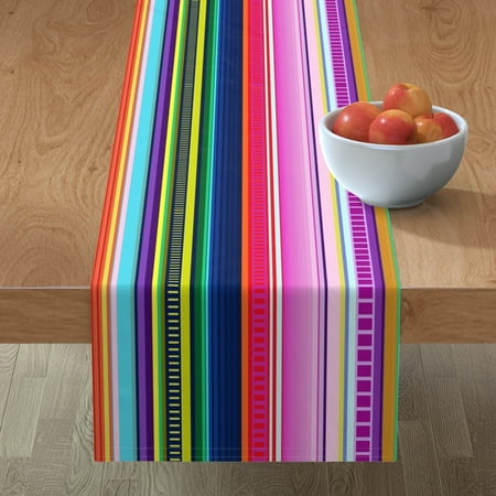 

Cotton Sateen Table Runner 108 - Serape Stripe Mexican Style Colorful Bright Print Custom Table Linens by Spoonflower