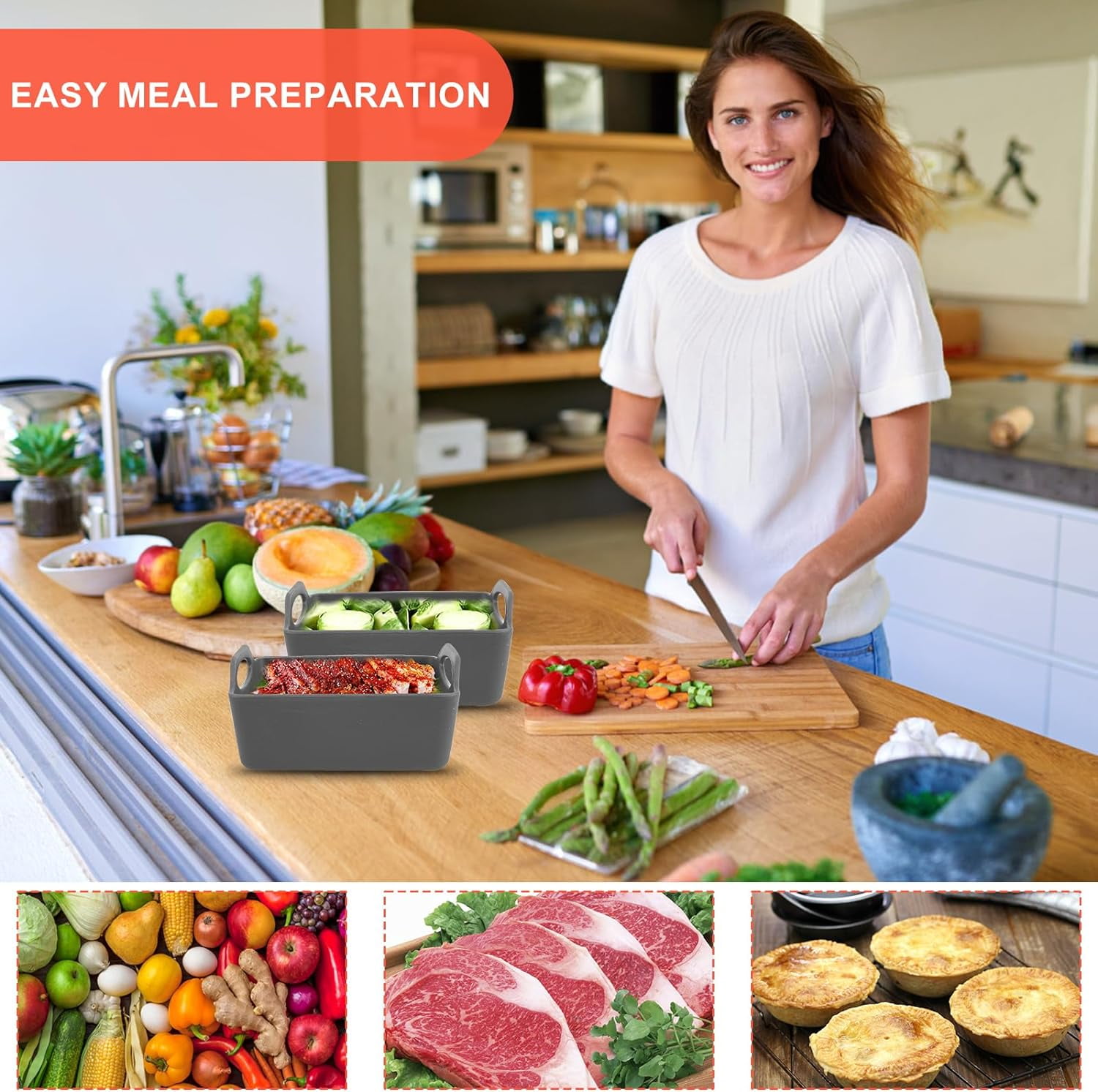 Silicone Baking Sheet Pan Dividers,Sturdy Heatproof Handles Nonstick Tray,Cooking Reimagined,Reusable Bakeware Set for Meal Prep,Easy to Clean,Air Fryer,Oven Safe