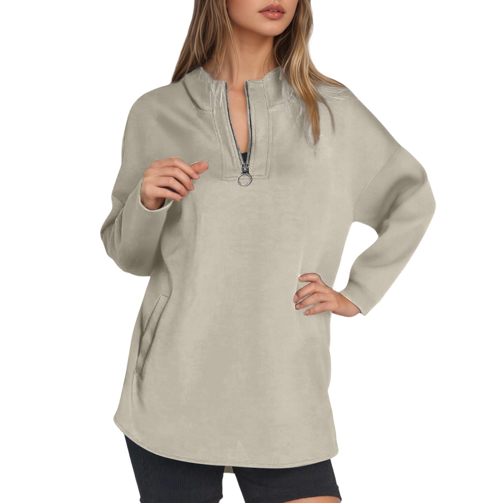 Danskin Ladies' Cozy Half-Zip Pullover, Relaxed Fit, Halogen Blue