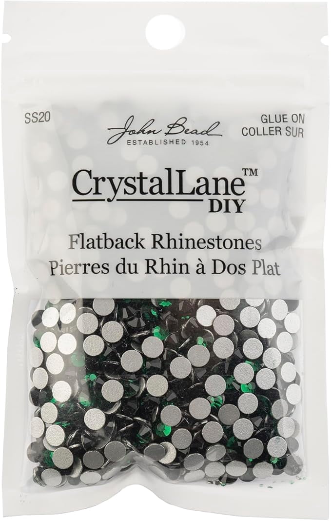 1440pcs Crystal Lane DIY SS20 (4.7mm) Emerald Glass Round Flat Back Rhinestones for nail art, clothes design decorations
