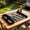 Black-BK, variant on MMJ Silicone Grill Mat Non Stick Reusable BBQ Liner with Hanging Loop Grease Drip Tray for Gas Charcoal Griddle Oven 15.94x11.49in
