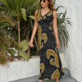 thumbnail image 6 of Black And Gold Fleur De Lis Sleeveless Dress Dresses Women Summer Evening Dresses Ladies Bohemia Long Dresses, 6 of 9