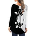 thumbnail image 5 of Fesfesfes Women Tops Casual Floral Butterfly Printed Pleated Long Sleeve Buttons Blouse Tops, 5 of 5