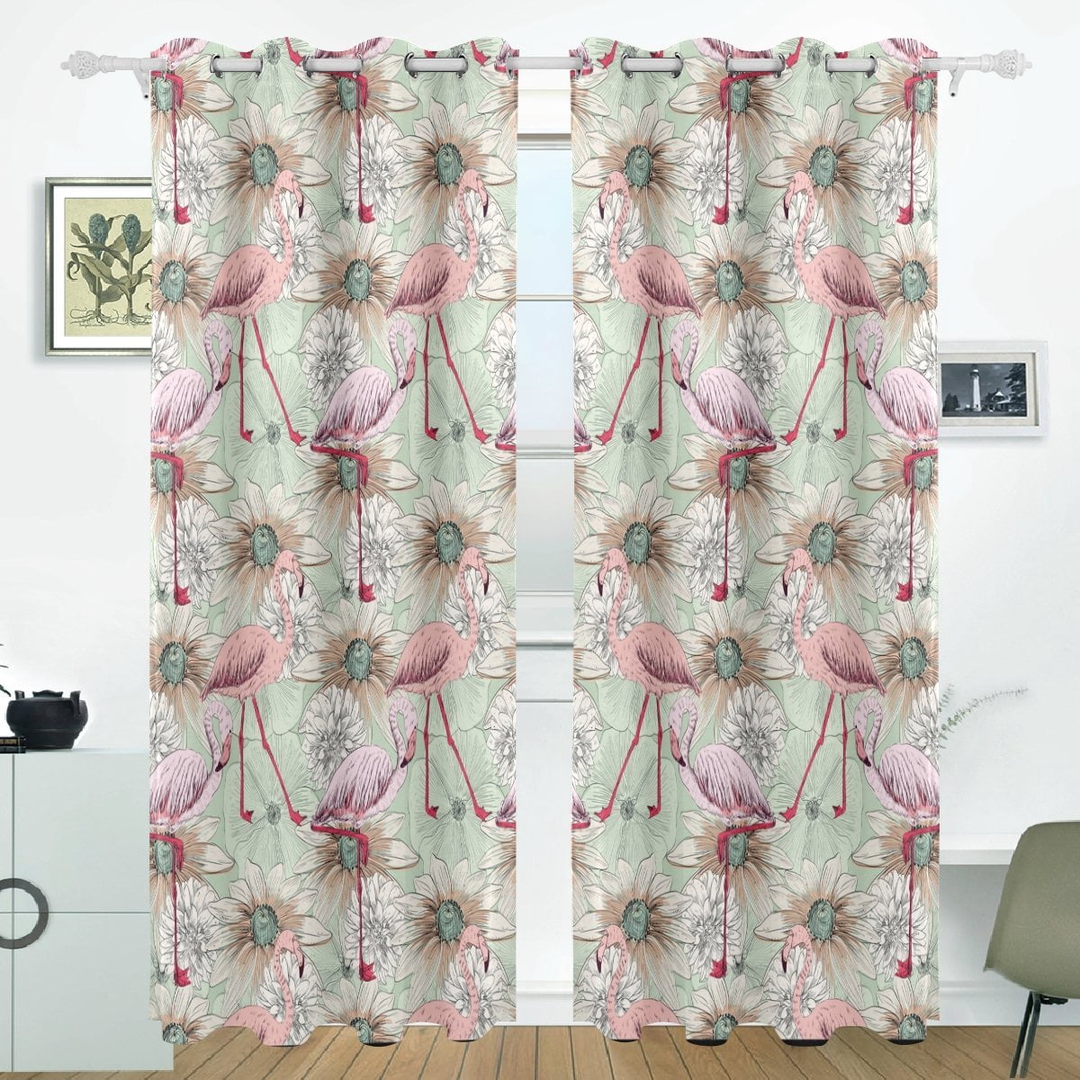 POPCreation Flamingo Fantasy Window Curtain Blackout Curtains Darkening