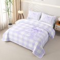 thumbnail image 3 of Manfei Purple Monogrammed A Design Quilt Full,Geometric Grid Print Full Bedspread Sets,3 Pieces,1 Coverlet and 2 Pillowcases, 3 of 7