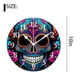 thumbnail image 2 of 10 Inch Wall Clock Battery Operated Silent Clock Decorative for Office, Kitchen, Outdoor, Living RoomSugar Skull Floral Print on Grey Elegant, 2 of 4
