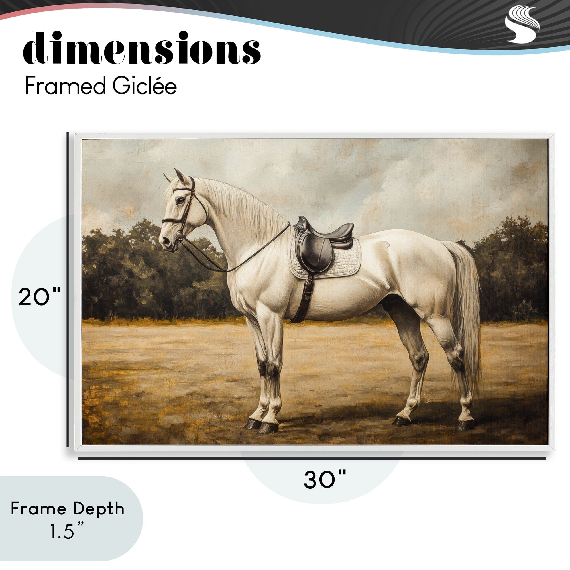 Stupell Industries White Mare with Saddle White Framed Giclee Art, design by Petal Prints Design