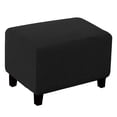 thumbnail image 1 of Rectangle Footstool Stretch Ottoman Cover Washable Modern Checked Jacquard Sofa, 1 of 4