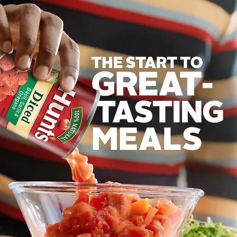 Hunt's 100% Natural Basil Garlic & Oregano Diced Tomatoes 14.5oz (Pack of 8)
