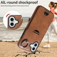 thumbnail image 4 of Classic Wallet Case Compatible with iPhone 16 Plus for Men Women, with 360° Rotation Finger Ring Kickstand PU Leather Shockproof Phone Cover with Card Slot for iPhone 16 Plus, Brown, 4 of 10