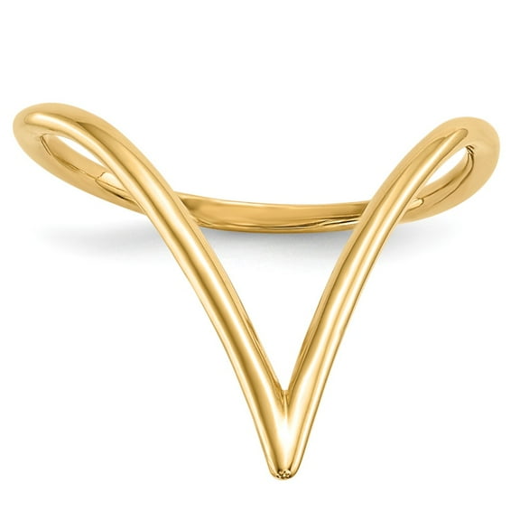 14K Yellow Gold Ring Band Fashion Closed Back Chevron Shaped