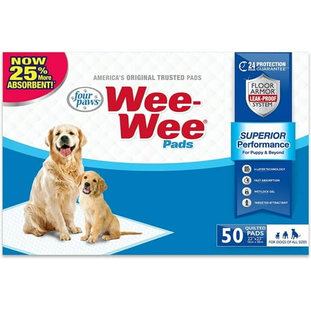 UPC: 0045663016357 | Four Paws Wee Wee Absorbent Potty Training Dog & Puppy Pads  Pet Pee Pads  Standard 50ct