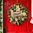 thumbnail image 7 of Yucurem Spring Summer Wreath for Front Door, 17.72" Magnolia Porch Hanging Decoration, Buffalo Plaid Year Round Wreath for Home Farmhouse Housewarming Gift, 7 of 7