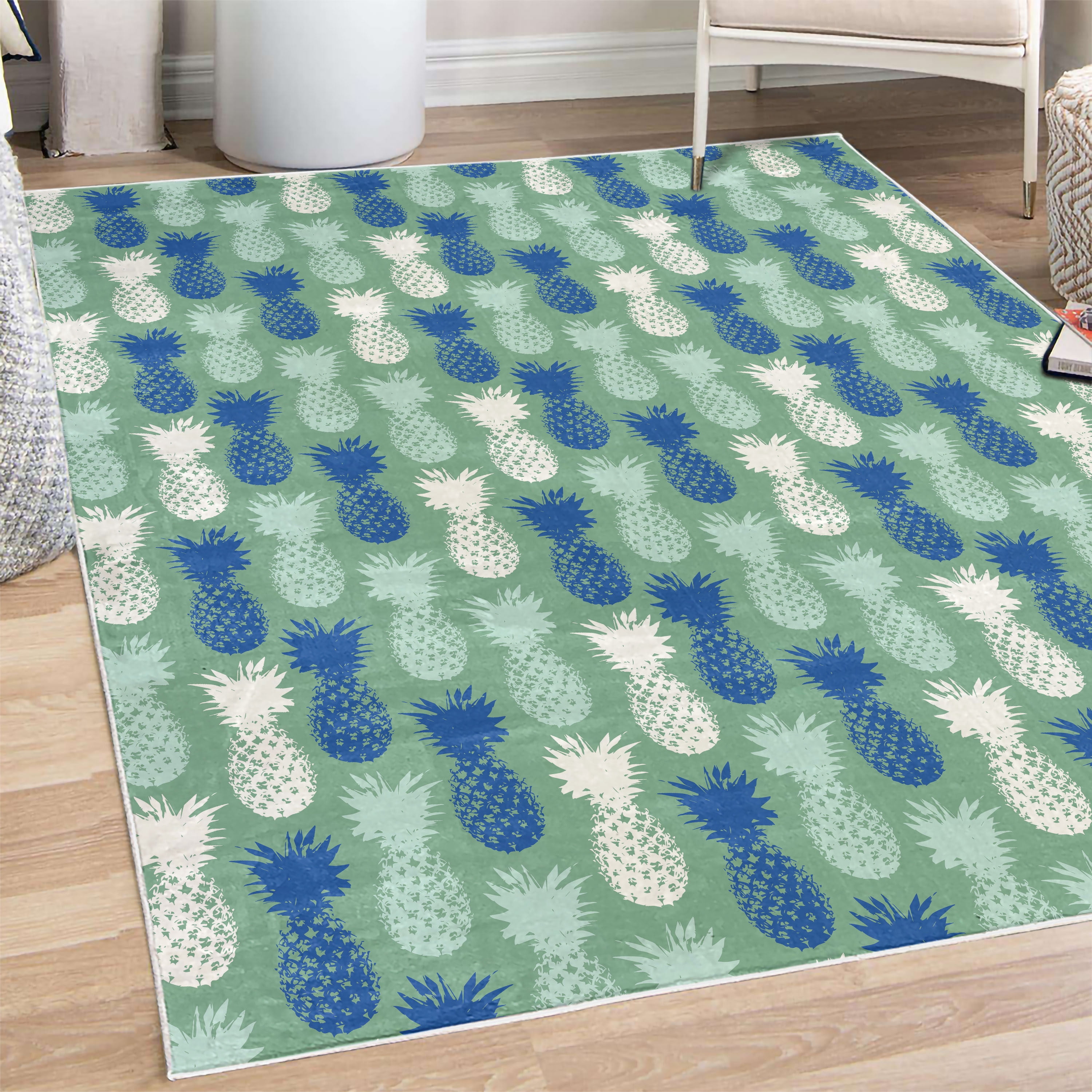 Pineapple Rug Wool Pineapple Decorative Rug, Summer Island Tropic Fruit Pattern Stamped ...