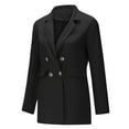 thumbnail image 6 of ITSAME Womens Plus Size Blazer, Solid Color Long Sleeve Double Breasted Lapel Fitted Slim Suit Jacket Black XL, 6 of 6