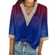 thumbnail image 1 of Gibobby Camiseta de Manga Corta con Cuello en V Camiseta cómoda manga corta con cuello en V estampada estilo occidental informal para mujer(Rojo,M), 1 of 4