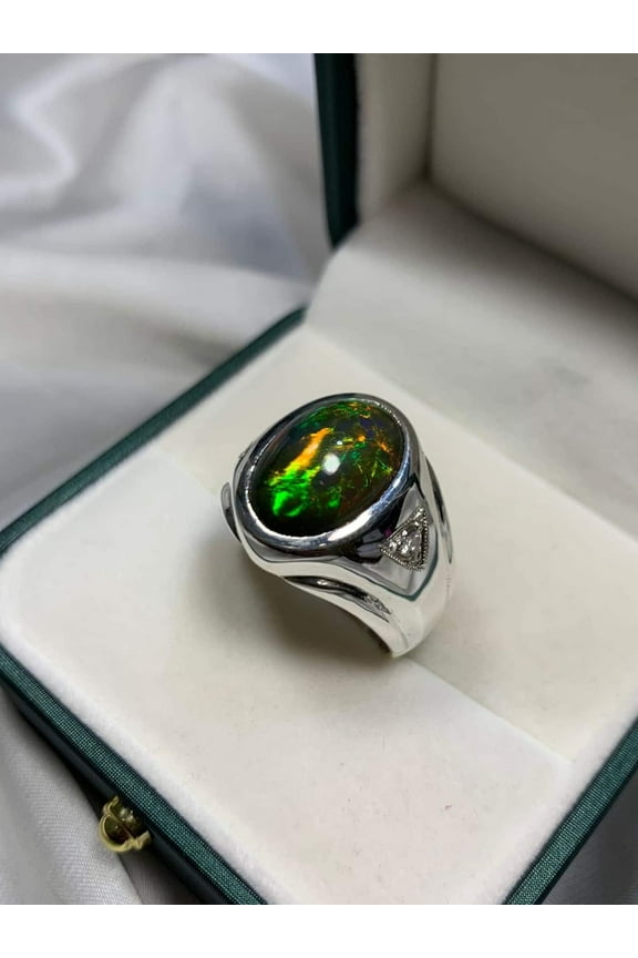 Luxury Opal Men's Ring, Natural Black Opal Men's Ring, 925 Sterling Silver Men's Ring, Opal Men Ring, Men's Jewelry, Ring For Husband,