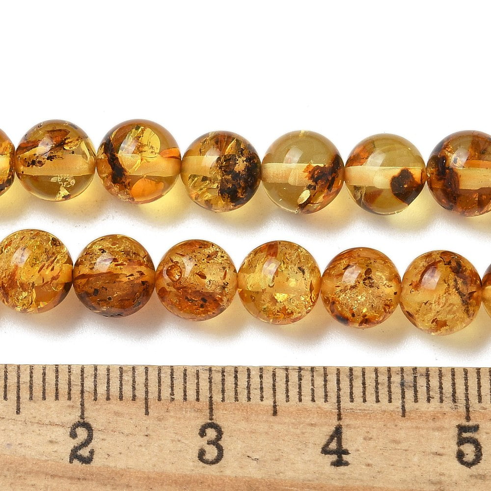 Natural Amber Beads Strands Round 6mm Hole: 1mm about 63pcs/strand 14.88''(37.8cm)