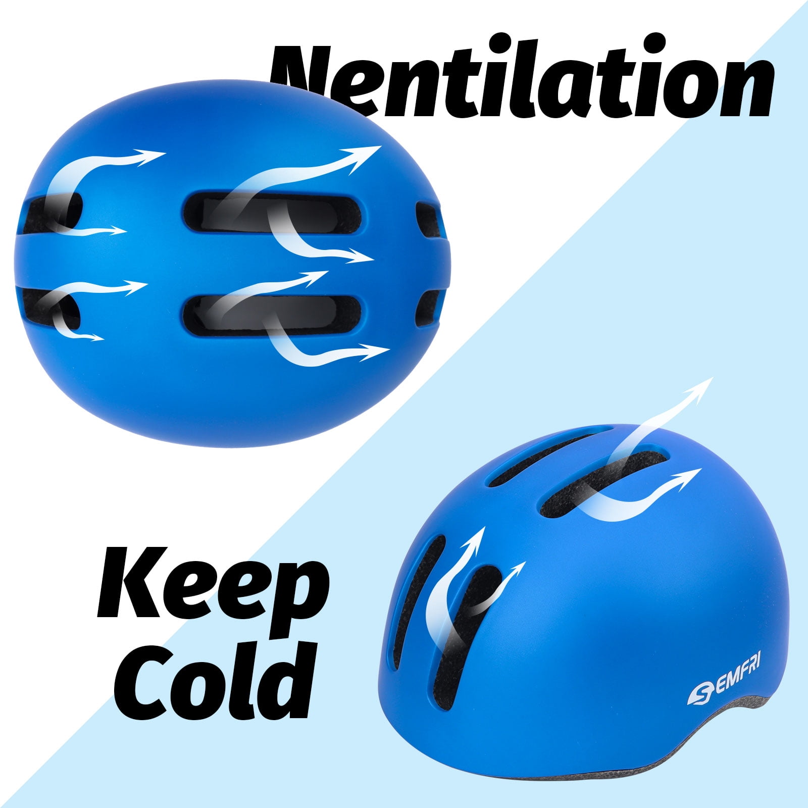 Semfri Adult Bike Helmet Skateboard Road Cycling Helmet Suitable Multi-Sport Scooter Skating Bicycle Medium Size for Men Women Blue