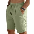 thumbnail image 2 of biudgviw Mens Linen Shorts Elastic Waist Drawstring Casual Shorts Lightweight Pleated Summer Beach Shorts with Pockets, 2 of 7