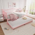 thumbnail image 1 of Daybed with Trundle Bed, Twin Size Day Bed with Pull-Out Trundle, Daybed with Love-Heart Headboard, Steel Slat Support, Metal Sofa Day Bed for Living Room, Bedroom, 1 of 8