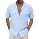 thumbnail image 2 of Ceisia Men's Relaxed Fit Short Sleeve Cuban Collar Cotton Linen Blend Shirt with Dual Chest Pockets Light Blue XXL Gifts, 2 of 8