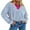 Sky Blue, variant on Women Long Sleeve T-Shirts Stripe Turn-Down Collar V-Neck Shirts