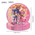 thumbnail image 5 of Vajilla de papel de Sonic the Hedgehog, regalos para niños, temática rosa, bandera de feliz cumpleaños de Sonic, decoración para fiesta, mantel, globos, kit, 5 of 5