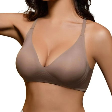 Clearance!Uooqdmx Bras for Women Bralettes for Women Comfortable Strapless Spring/summer New Deep V Gathering Sexy Back Bra Wireless Bras for Women Gray 1 M