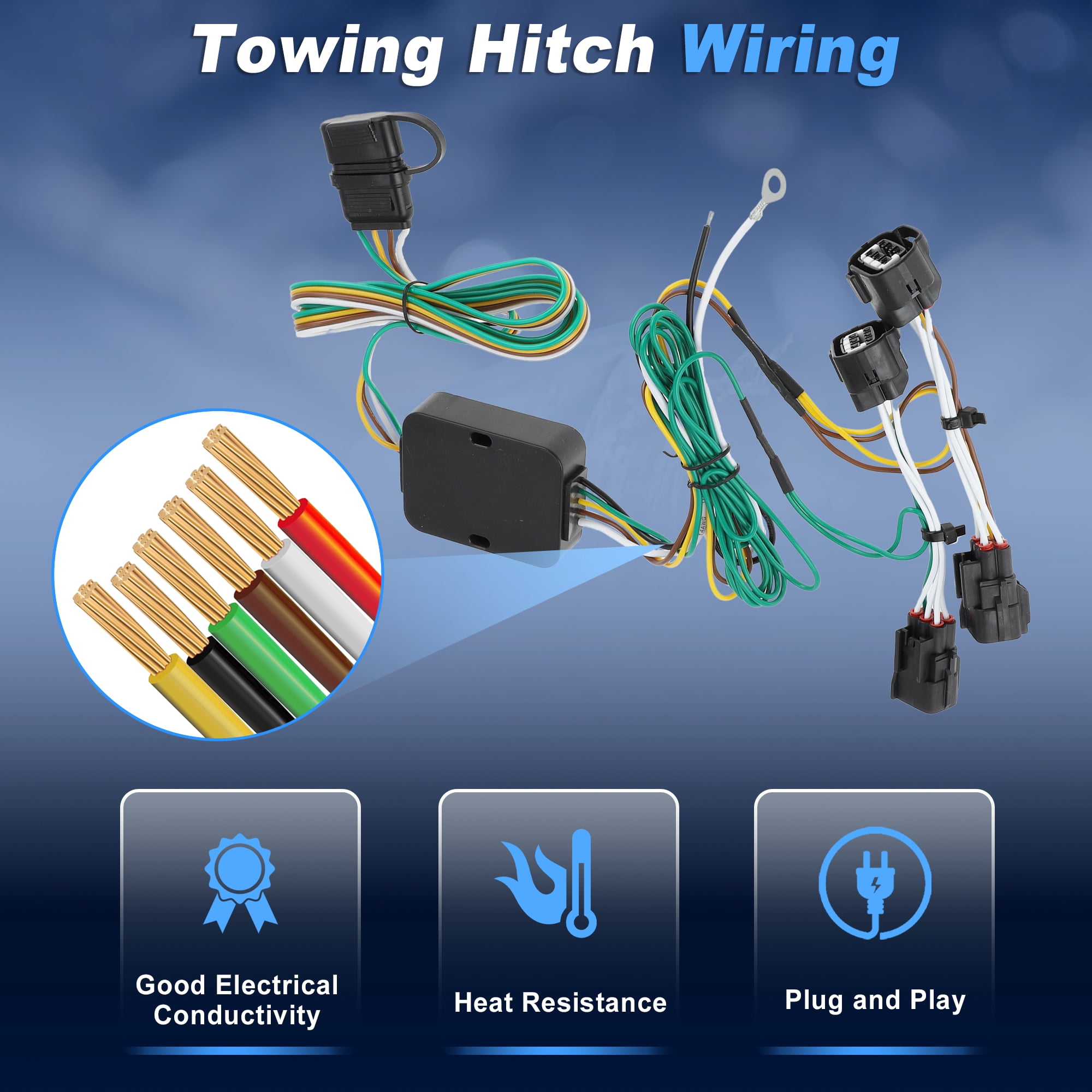 Unique Bargains 4 Pin Trailer Wiring Harness for Jeep Cherokee 2014 2015 2016 2017 2018