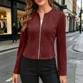 thumbnail image 2 of Tqcoqu Womens Long Sleeve Zip Up Jacket,Lightweight Fashion Jacket Sculpted Seams Casual Outerwear,Wine Women's S-XXL, 2 of 8