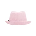 thumbnail image 3 of Simplicity Panama Style Fedora Straw Sun Hat with Leather Belt, Light Pink, LXL, 3 of 4