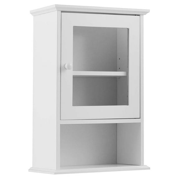 Bathroom Wall Cabinet, Small Bathroom Medicine Cabinet Wall Mounted w/Adjustable Shelf, Tempered Glass Door, 3-Tier Over Toilet Storage Cabinet for Kitchen Laundry Room, 14 x 20 Inches, White