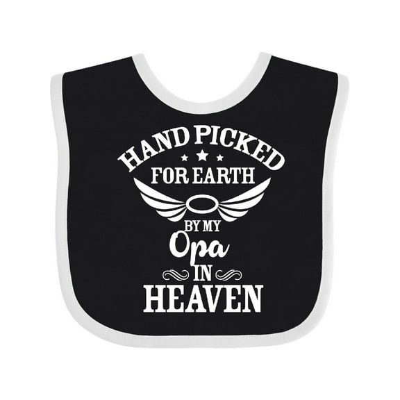 Inktastic Handpicked for Earth by My Opa in Heaven with Angel Wings Boys or Girls Baby Bib