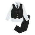 thumbnail image 2 of Boys Suit Formal Dress Clothes Big Boy Wedding Outfit Vest+Pants+Dress Shirt+Chain+Adjustable Tie 6-10Y, 2 of 7