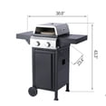 thumbnail image 3 of Yardi Yarda 2-Burner Propane Gas BBQ Grill, Pizza Box, 24600BTU Output With Wire Enamel Cooking Grids For Outdoor Barbecue, Foldable Side Table, Hanging Basket, Black, 3 of 9