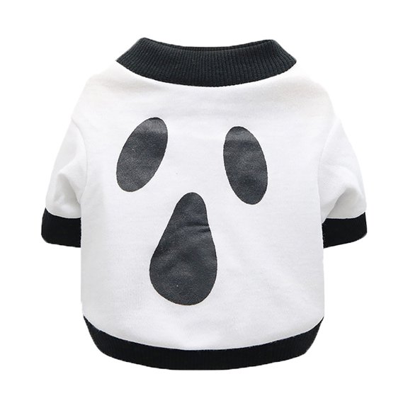 Thin Halloween T-Shirt for Cats and Dogs - Festival Costume for Teddy Breeds with Funny and Lightweight Design - White