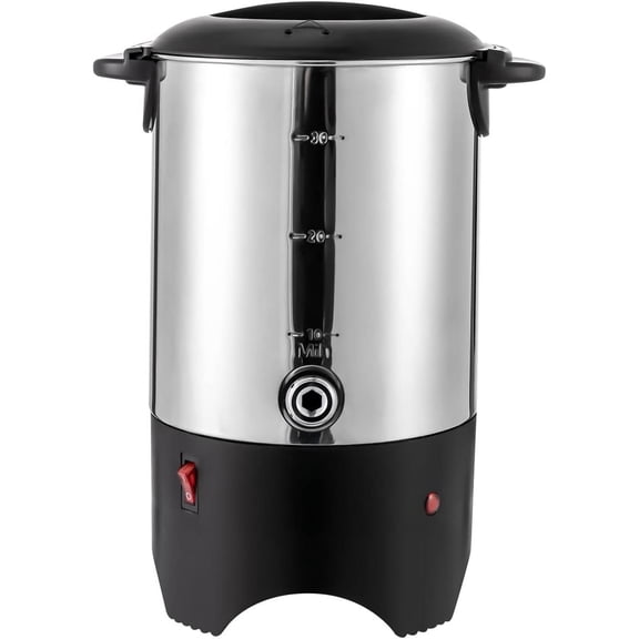 Commercial Coffee Urn 30 Cups Electric Coffee Maker with Removable Filter 304 Stainless Steel Hot Water Dispenser Coffee Dispenser For Any Occasion