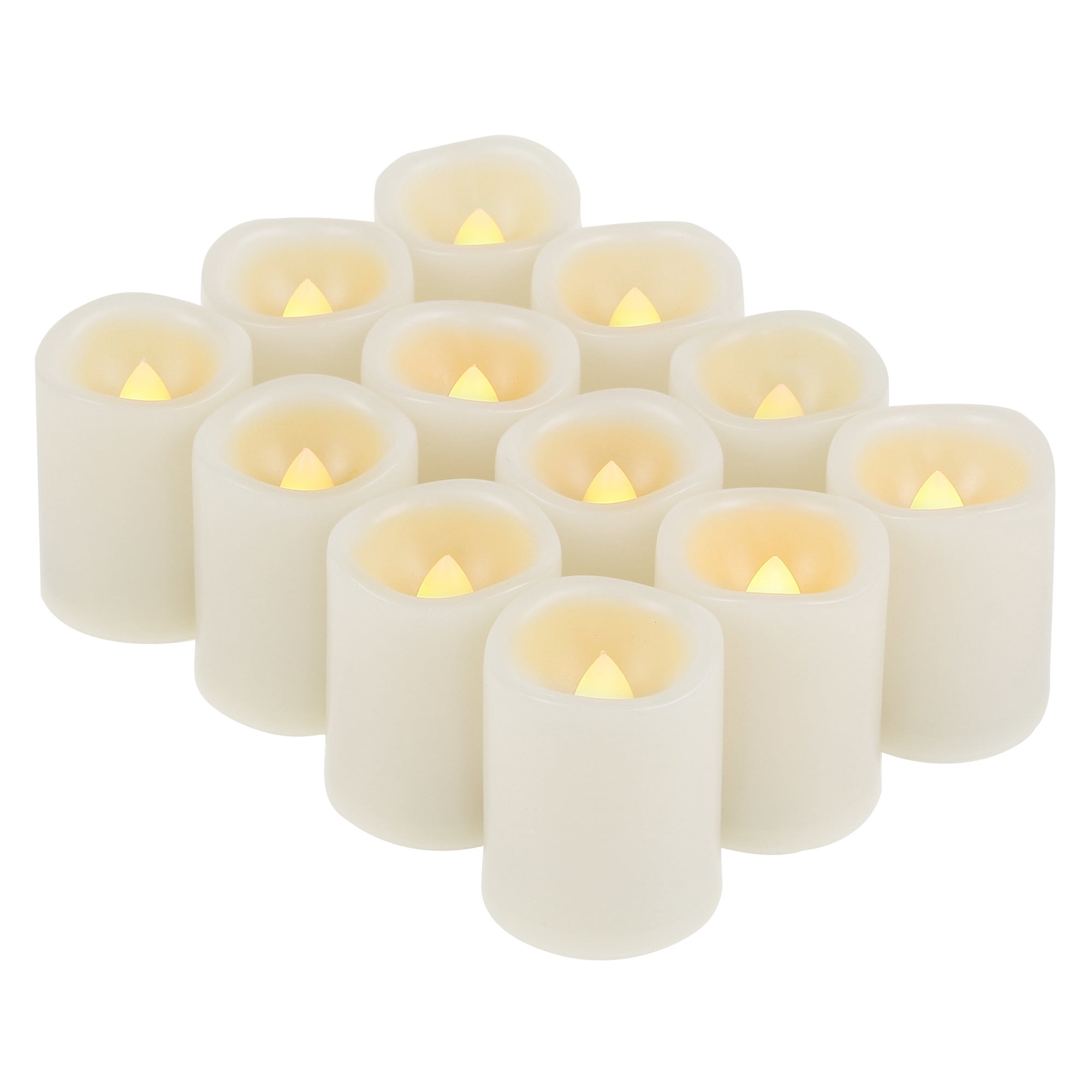 Flameless Votive Candles White Plastic Flickering LED Electric Fake Tea